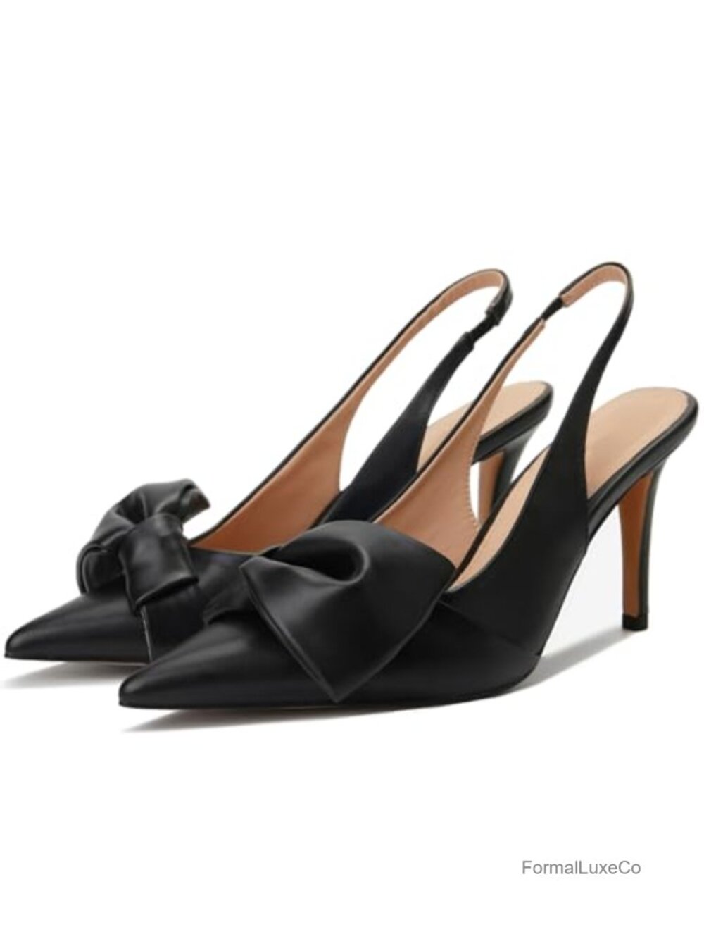 Women's Bow Slingback Pumps Pointed Toe Stiletto Heels